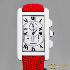 CARTIER TANK AMERICAINE REF.2312 18K WHITE GOLD CHRONOGRAPH /BOX