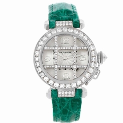 Cartier Pasha 32mm 18K White Gold Diamond Grid Watch WJ116136