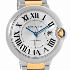 Cartier Ballon Bleu Steel Yellow Gold Automatic Mens Watch W69009Z3 7612456341427
