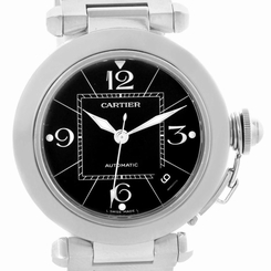 Cartier Pasha C Medium Black Dial Automatic Steel Watch W31076M7