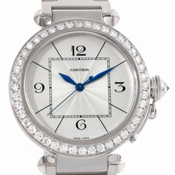 Cartier Pasha 42mm 18K White Gold Diamond Watch WJ1202M9