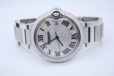 CARTIER BALLON BLEU 42MM STAINLESS DIAMOND ENCRUSTED WATCH REF: W69012Z4 7612456341458