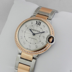 CARTIER Ballon Bleu 36mm we902078 Stainless Steel & Rose Gold NEW Ret: $19,700