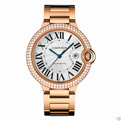 Cartier Ballon Bleu 42mm we9008z3 18kt Rose Gold Diamond Bezel Ret: $56,500