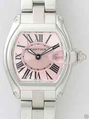 CARTIER Roadster Stainless Steel LADIES Pink Dial w62017v3 Ret: $5,650 722631038923