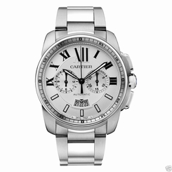 Cartier Calibre de Cartier Chronograph W7100045 Steel Silver Dial Ret: $10,900 587421315864