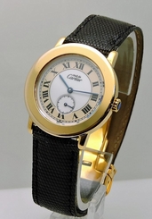 Cartier Must De Vermill 18k Yellow Gold 30mm Quartz W/ Leather Deployment Strap