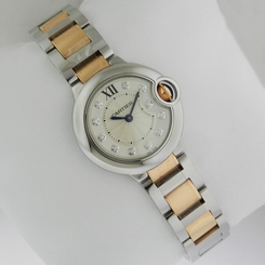 Cartier Ballon Bleu 28mm we902030 Stainless Steel & Rose Diamond NEW Ret: $8,650
