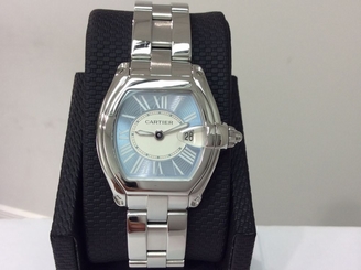 CARTIER Roadster Ref. 2675 S/Steel w/ Baby Blue Roman Numeral Dial! Beautiful!!! 7612456349768