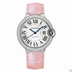 Cartier Ballon Bleu 36mm we900651 18kt White Gold Diamond Pink Ret: $32,400 7612456377877