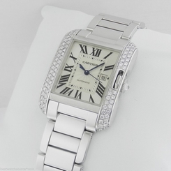 CARTIER Tank Anglaise MEDIUM 18kt White Gold AUTHENTIC wt100009 Ret: $57,000