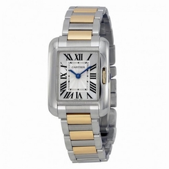 CARTIER WOMEN'S TANK ANGLAISE TWO TONE STEEL BRACELET AUTOMATIC WATCH W5310046