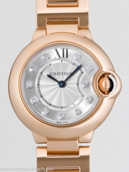 CARTIER Ballon Bleu 28mm 18k Rose Gold DIAMOND Dial WE902025 Ret: $20,700
