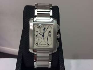 CARTIER Ref. 2303 Tank Francaise Chronoflex S/Steel Quartz Chronograph! SUPERB!!