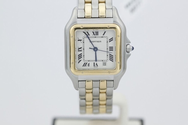 Cartier Santos Two Tone Gold Galbee Quartz on Bracelet