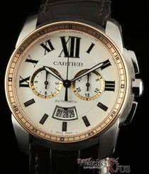 Cartier New Calibre Chronograph W7100043 Steel Pink Gold Box/Paprs/Waranty #CA23
