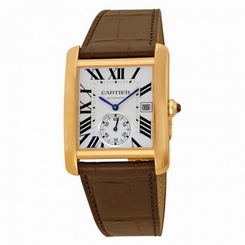 CARTIER MEN'S TANK MC BROWN LEATHER BAND AUTOMATIC ANALOG WATCH W5330001