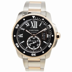 CARTIER MEN'S CALIBRE DE CARTIER DIVER STEEL BRACELET AUTOMATIC WATCH W7100054