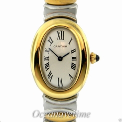 Cartier Ladies Rare Baignoire 18K Yellow Gold & Steel Quartz Watch W15045D8