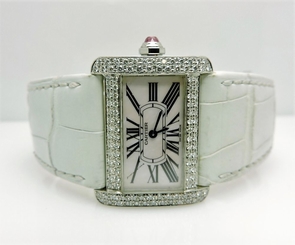 Cartier Tank Divan Stainless Steel Watch Ref. 2600 Quartz Mother of Pearl Dial