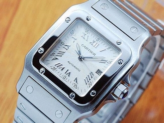 Cartier Santos Automatic Stainless Steel Square Quickset mid sized Date SIW029