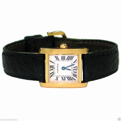 CARTIER 2385 18K Gold Ladies Swiss Made Water Resistant Wristwatch Pre-Owned