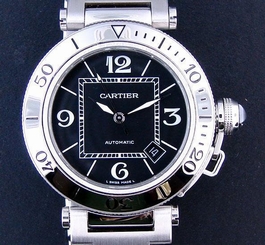 Cartier Pasha Seatimer W31077M7 Stainless Steel Black with Box 7612456319396
