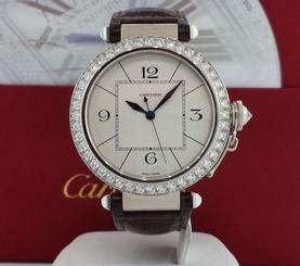 Cartier Pasha 42mm WJ120251 Auto 18k White Gold Factory Diamonds Box Paper $41k
