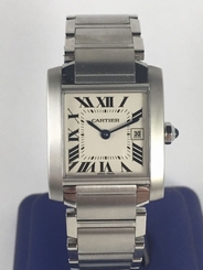 Cartier Tank Francaise Stainless Steel Quartz Ladies Midsize Watch 2465 MINT