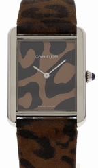Large Stainless Steel Cartier Tank Solo Leopard 3169