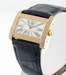 Cartier Divan Diamond $21,400.00 woman's 18k Yellow Gold watch.