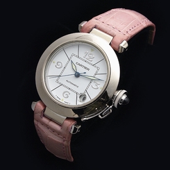 Authentic Cartier Pasha 35mm 18K White Gold automatic Medium Wristwatch 952