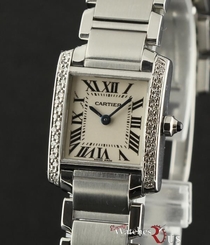 Cartier Tank Francaise Steel Diamond W51008Q3 White Roman 2Yr Warranty #468 7612456002212