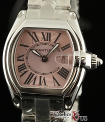 Cartier New Roadster W62017V3 Steel Pink Extra Strap Box/Papers/Warranty #CA53 722631038923