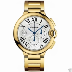 Cartier Ballon Bleu Chronograph w6920008 18kt Yellow Gold Bracelet Ret: $37,500 7612456396977