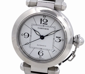 Pre-Owned CARTIER Pasha C Automatic White Dial Unisex Wristwatch W31074M7, ML 7612456290183