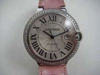  CARTIER BALLON BLEU DIAMONDS, LARGE 42mm, WE900951,18Kt WHITE,w/BOX. BUY IT NOW!