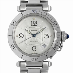 Used Watch Cartier Pasha 38mm W31031H3 Self-Winding Silver Stainless Steel L1F