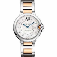 CARTIER WOMEN'S BALLON BLEU DE CARTIER DIAMOND 36MM AUTOMATIC WATCH WE902031 7612456709609