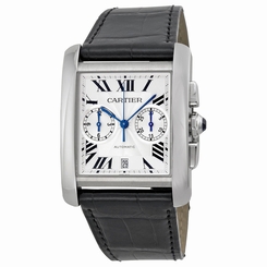 Cartier Tank MC Chronograph Silver Dial Black Leather Ladies Watch W5330007 7613268367339