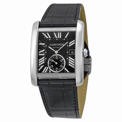 Cartier Tank MC Automatic Black Dial Black Leather Mens Watch W5330004