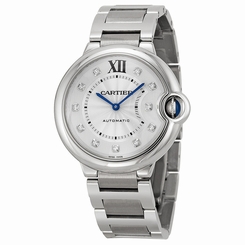 Cartier Ballon Bleu Silver Diamond Dial Stainless Steel Unisex Watch WE902075 7613268323632
