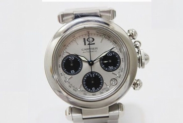 AUTHENTIC CARTIER Pasha C Chronograph Boy's Wristwatch SS Automatic W31048M7  7612456205668