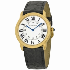 CARTIER MEN'S 36MM BLACK LEATHER BAND STEEL CASE QUARTZ ANALOG WATCH W6700455 7612456339981
