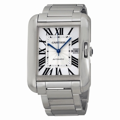 Cartier Tank Anglaise Silver Dial 18kt White Gold Mens Watch W5310025