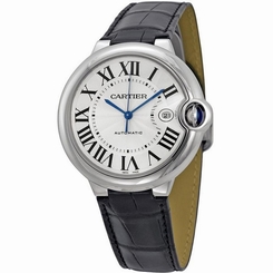 CARTIER MEN'S BALLON BLEU DE CARTIER LEATHER BAND AUTOMATIC WATCH W69016Z4 7612456383281