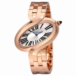 Cartier Delices De Cartier Silver Dial Ladies 18 Carat Rose Gold Watch W8100006