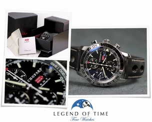 CHOPARD WATCH MILLE MIGLIA GMT Chrono Date Black Steel Used 168992 Box/Papers