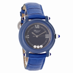Chopard Be Happy Ladies 3 Floating Diamond Blue Strap Swiss Quartz Watch 27/7779
