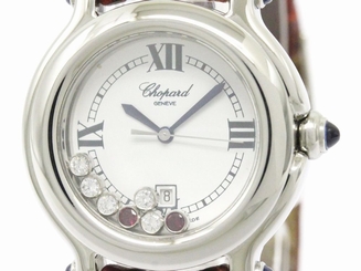 Polished CHOPARD Happy Sport Diamond Ruby Steel Ladies Watch 27/8238-23 BF109482 1684749001